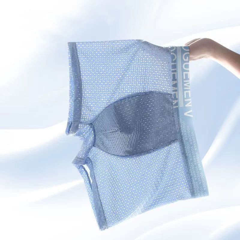 Men's Ice Silk Briefs Breathable Mesh Boxer Shorts Summer Thin Flat Footwear Underwear Comfortable Large Size Home Clothes