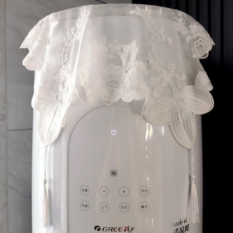 Embroidered Lace Fringe Mesh Square Universal Cover Cloth, White Aesthetic Home Decorative Fabric Dust Cover