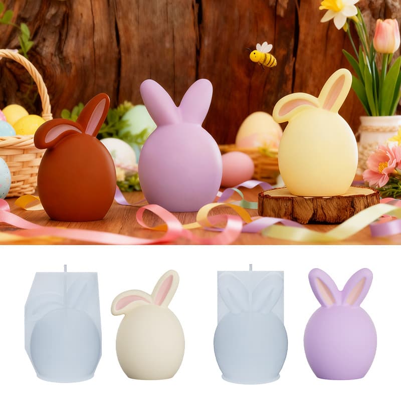 Easter egg rabbit folded ear rabbit straight ear rabbit diy scented candle rabbit plaster silicone mold