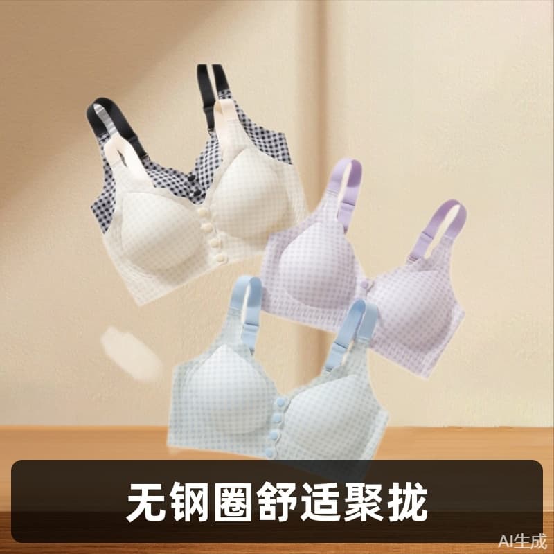 Seamless Cool-feel Plus Size Push-up Bra 2025 New Patterned Back Side Boob Control Vest-style Shaping Comfortable Thin Bra