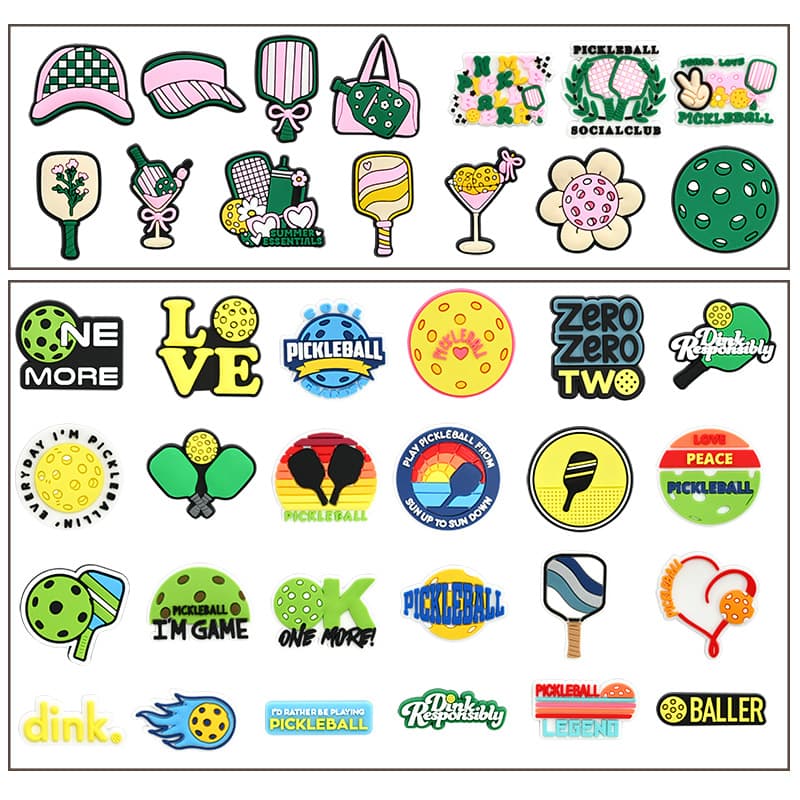 Viral Sports Series Pickleball PVC Soft Rubber Removable Decorative Buckles Croc Charms Shoe Buckles Cross-Border DIY Accessories
