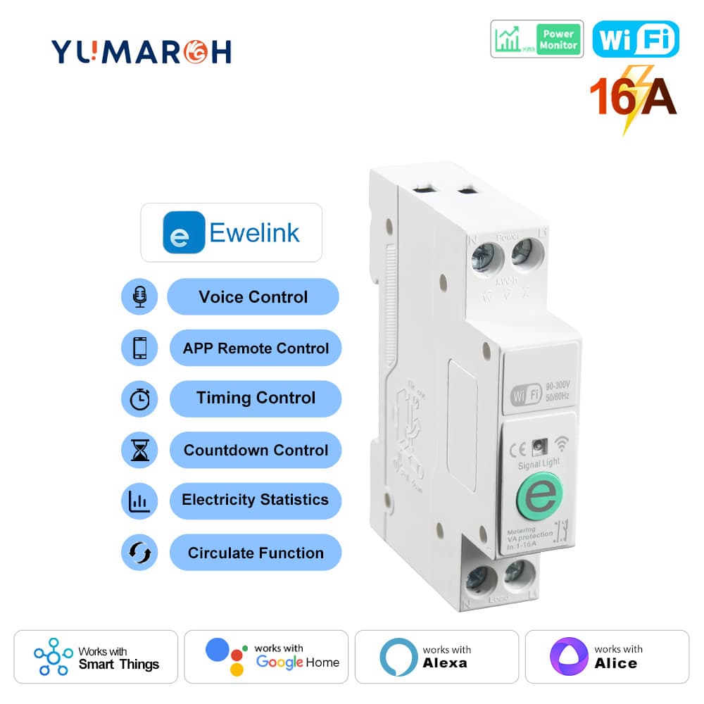 Yiweilian WIFI smart switch circuit breaker 16A time control switch with meter remote control cross-border