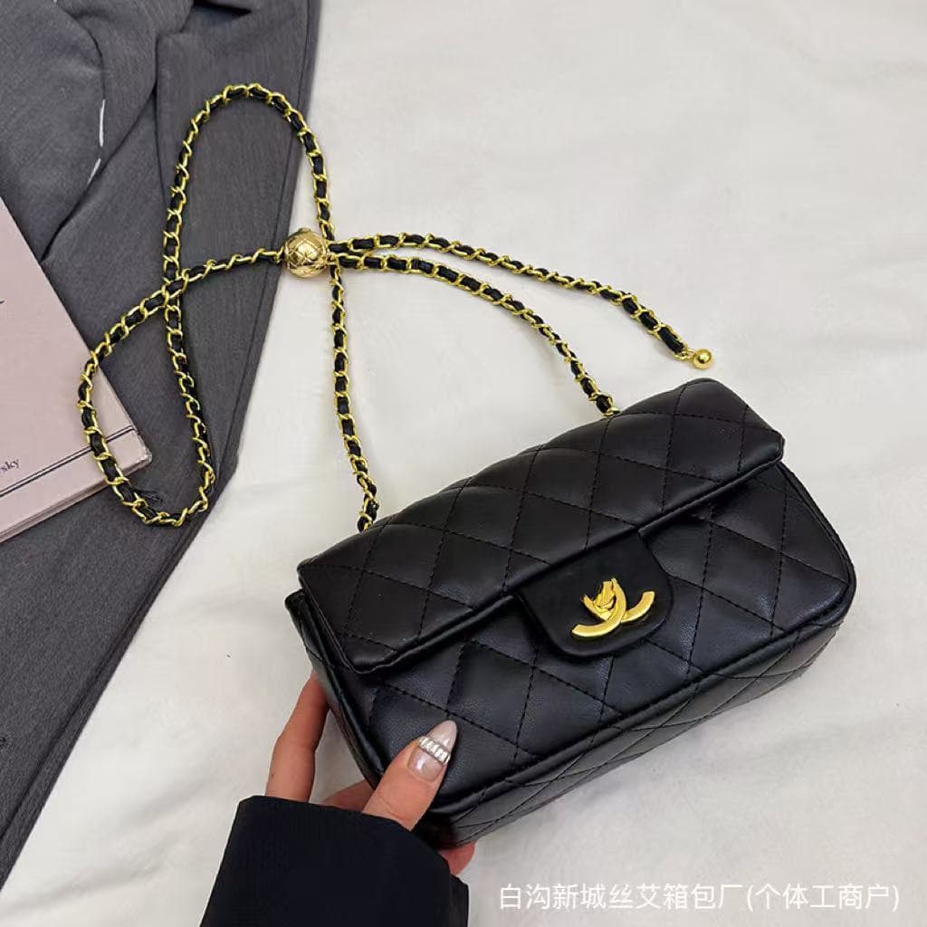 New Chanel Style Diamond Quilted Bag Cross-Border Bags Embroidered Thread Chain Shoulder Bag Women Bag Fashion Versatile Shoulder Crossbody