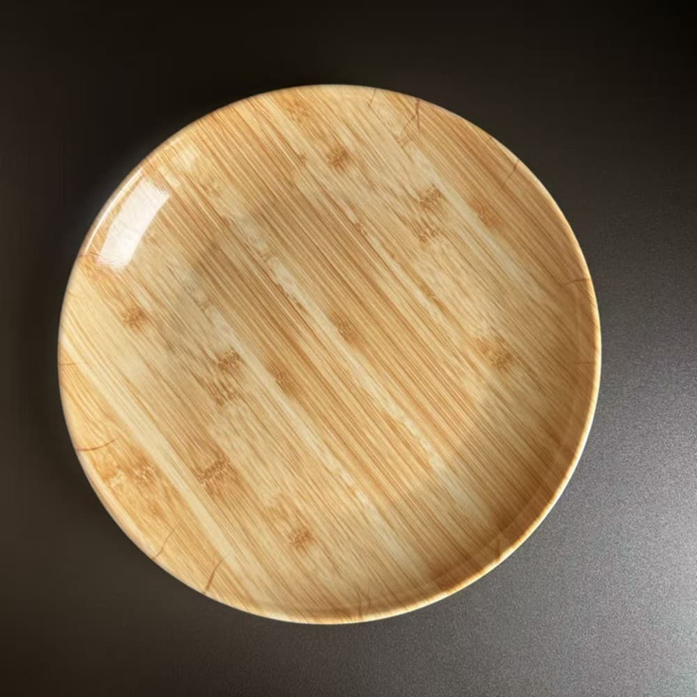 Wood grain melamine tableware, hot pot restaurant side dish plate, moonlight plate, shallow plate, imitation porcelain restaurant plate, round plate, skewers plate