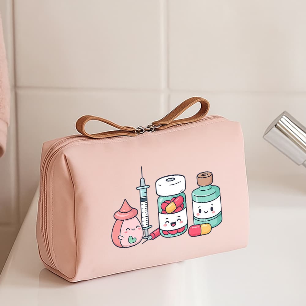 Korean Cosmetic Bag Simple Lady Mini Toiletry Bag Waterproof Small Portable Handheld Travel Storage Pouch