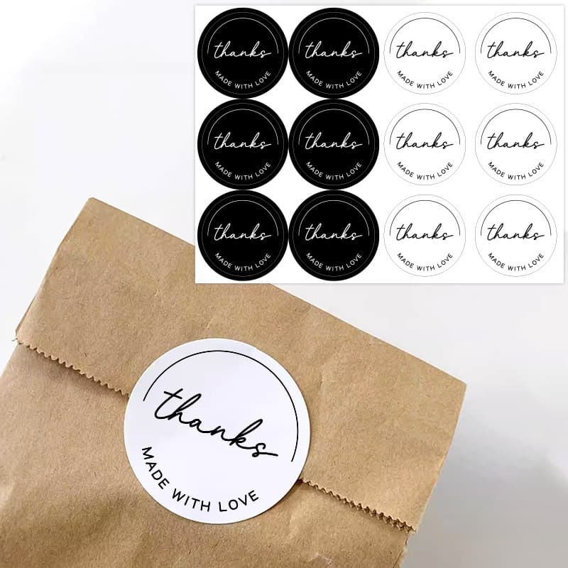 Wholesale black and white baking stickers round seal stickers for coffee and milk tea packaging adhesive labels