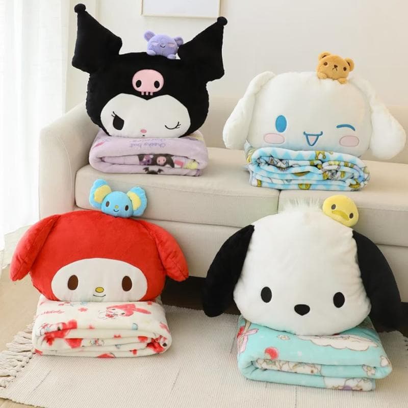 Cute Cartoon Kawaii Sofa Throw Pillow Plush Doll Blanket 2-in-1 Air Conditioning Blanket Cushion Girlfriend Birthday Gift