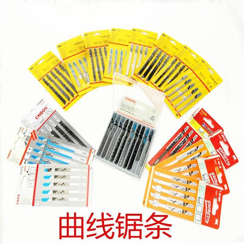 Extended jigsaw blades for woodworking and aluminum cutting; fine and coarse teeth; straight and reciprocating saw blades for electric saw cutting.