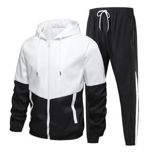 Spring Autumn Men's Sports Casual Set Patchwork Color Cross-border Hooded Jacket Long Pants Fashion Two-piece Men's Wear