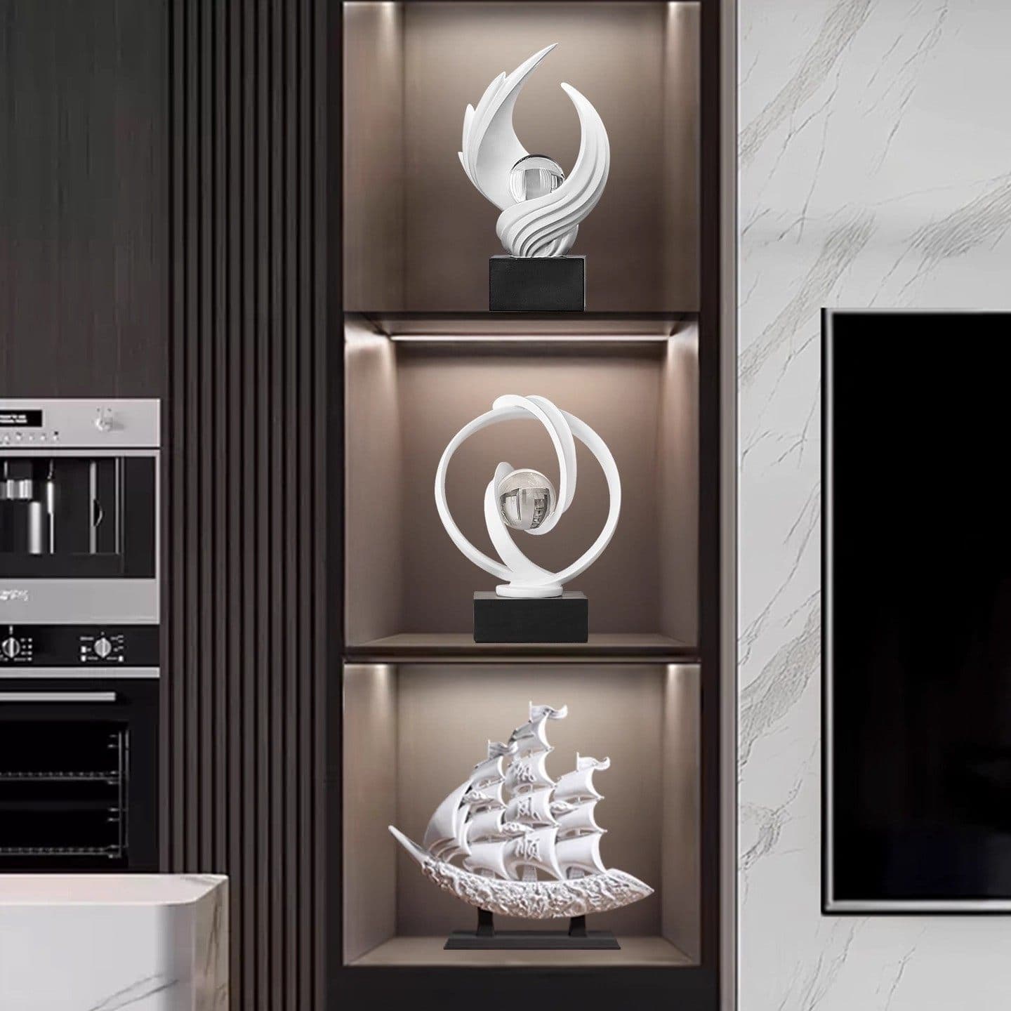 Modern minimalist living room TV counter top art ornaments high-end niche entrance wine cabinet home soft decorations