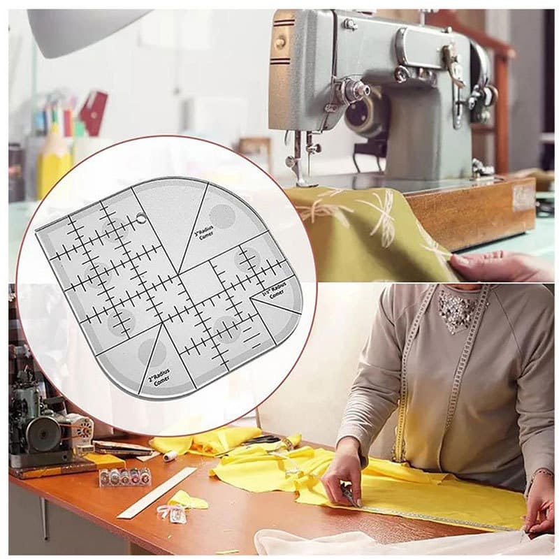 Cross-border curved angle cutting ruler, acrylic quilting ruler, round edge sewing template splicing tool, DIY sewing ruler
