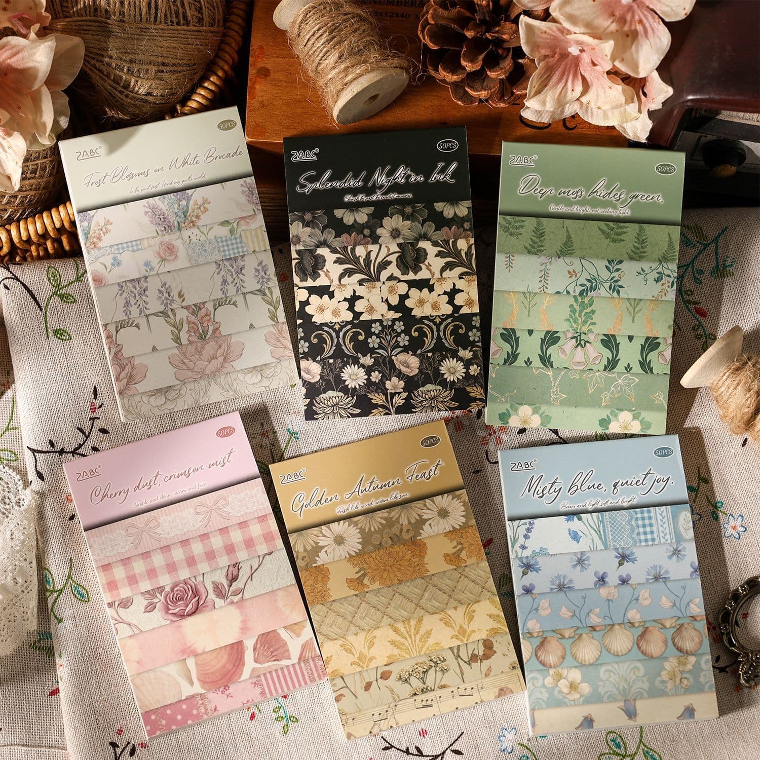 Yuezhen Qingfeng Yunni Series Decorative Paper Light Retro Floral Salt-style Journal DIY Scrapbook Background Paper