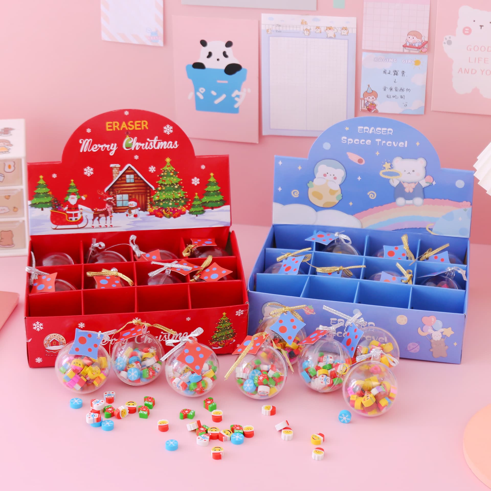Christmas Eraser Ball Christmas Tree Cartoon Cute Crystal Eraser Decoration Student Christmas Gift Prize Wholesale