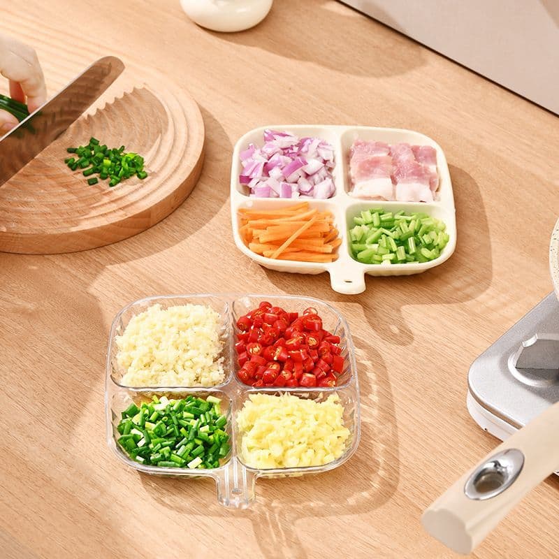 Xianguiwei New Compartmented Prep Tray, Multi-purpose Four-Section Serving Plate for Kitchen and Hot Pot