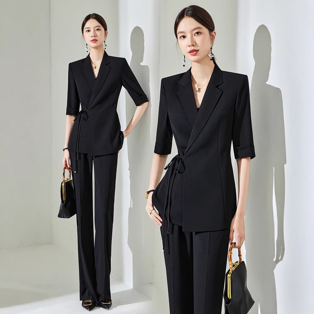 2797 Plus Size Women's Luxury Elegant Mature Slim Suit Set with Slight Flare Pants for Curvy Women Two-Piece Set