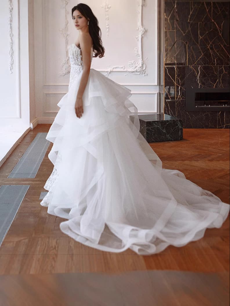 New European and American Detachable Train Wedding Dress Accessory Mesh Skirt, Fast Shipping for AliExpress and Amazon Drop Shipping
