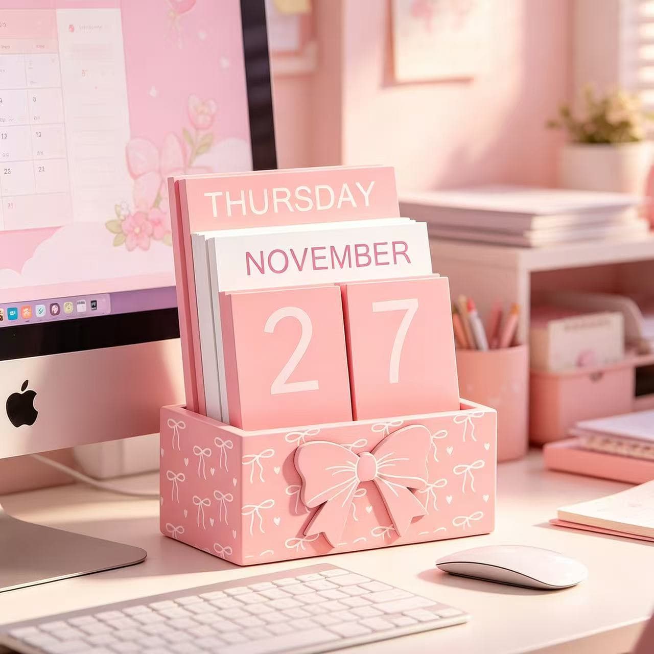 Cross-border Wooden Minimalist Sticky Note Calendar Holder Wooden Craft Desk Calendar Set Home Desktop Decorative Ornament Set