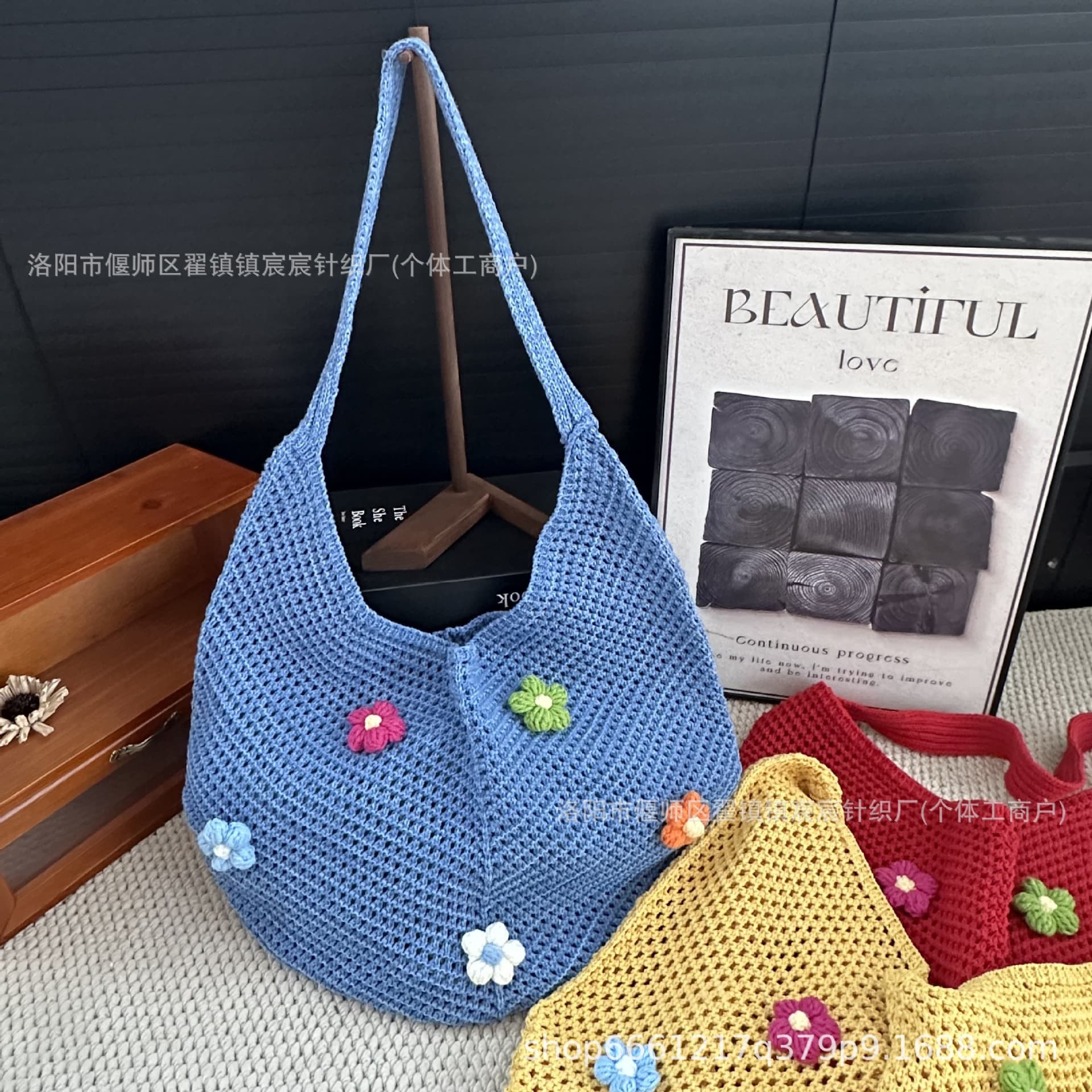 New Knitted Bag Woven Shoulder Bag Large Capacity Tote Bohemian Vacation Style Women's Hollow Out Bag