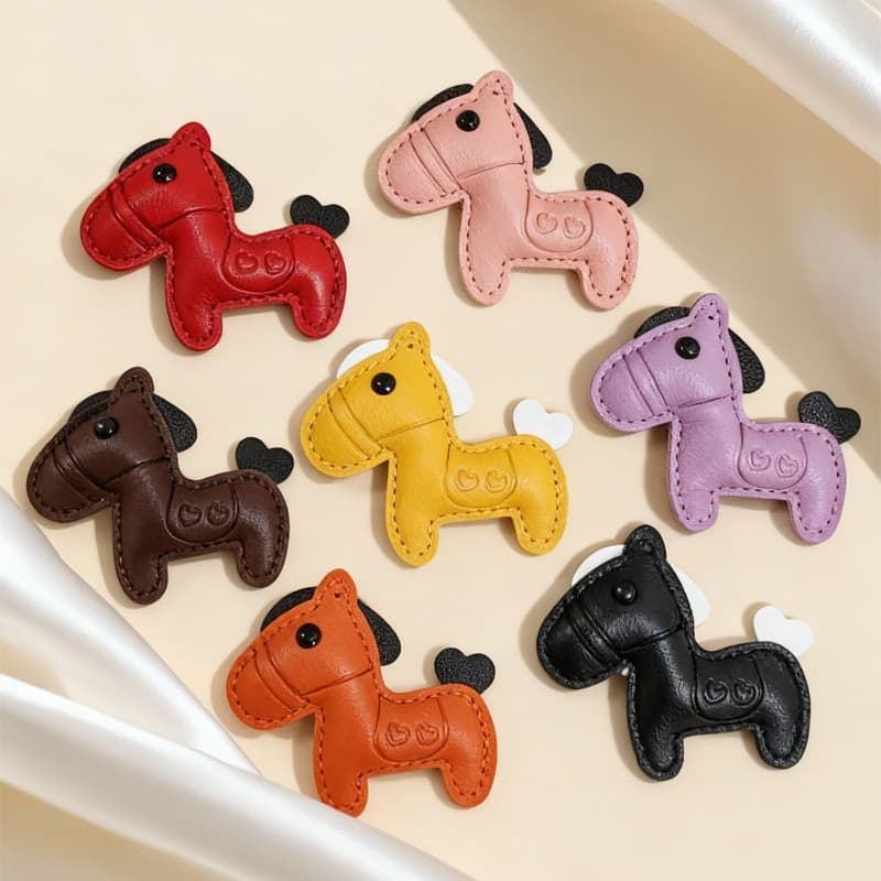 Year of the Horse Creative PU Leather Pony Keychain Clothing Bags DIY Couple Accessories Accessories Ornaments Spot Wholesale