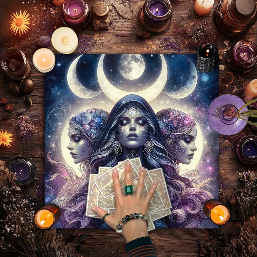Cross-Border Hot Selling Vintage Moon Phase Cat Altar Cloth Five-Pointed Star Tarot Card Black Oracle Mat Tarot Tablecloth Mat Cloth