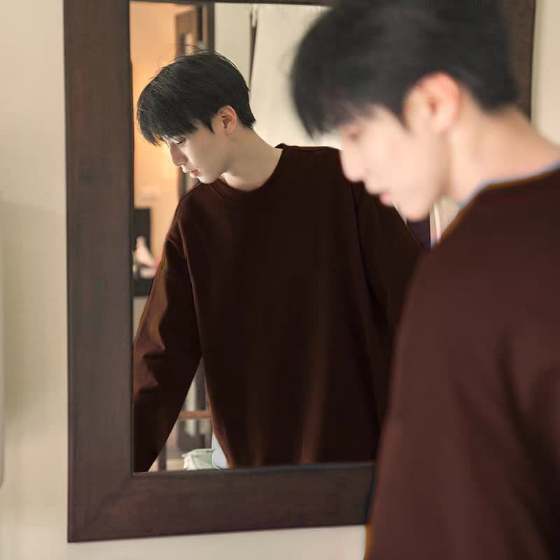 Autumn and winter American simple and versatile solid color round neck sweatshirt for boys, trendy brand, trendy couple, student loose autumn top