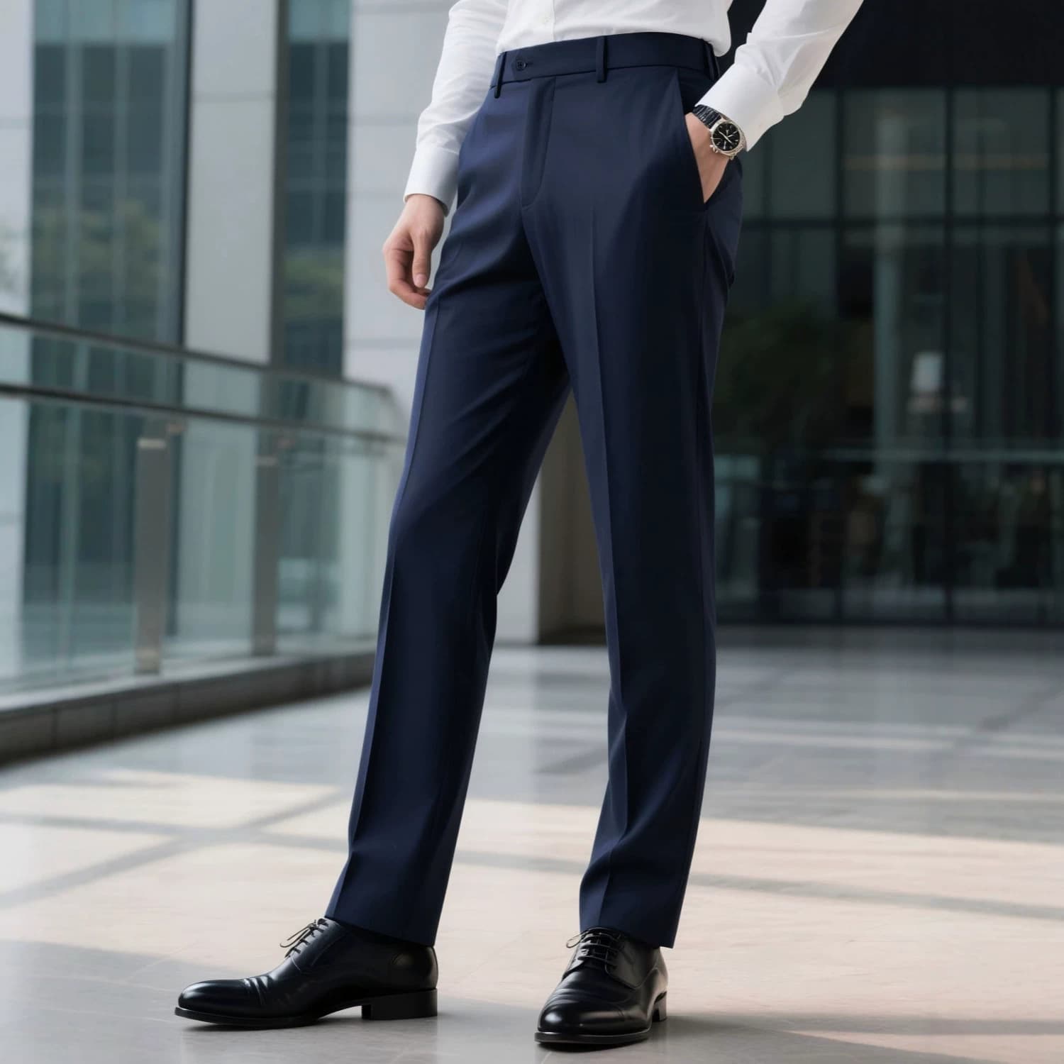 Men's navy gray trousers summer business casual men's trousers summer thin anti-wrinkle no-iron comfortable long straight trousers