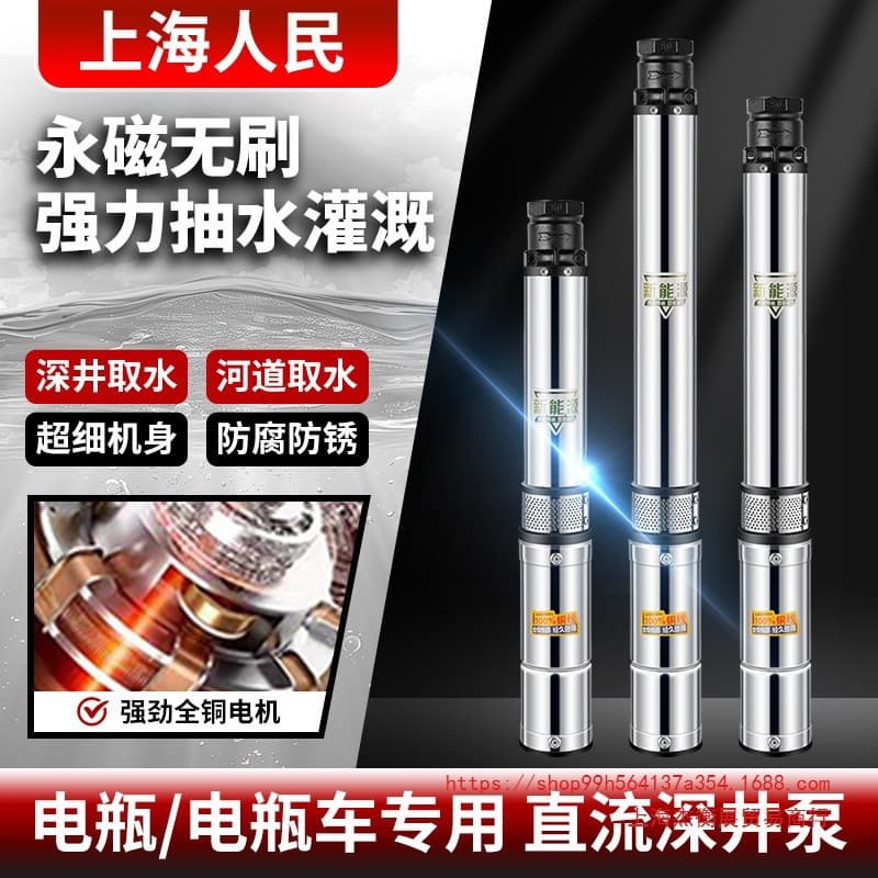 Shanghai Renmin permanent magnet brushless DC deep well pump 48/60v high lift stainless steel brushless DC submersible
