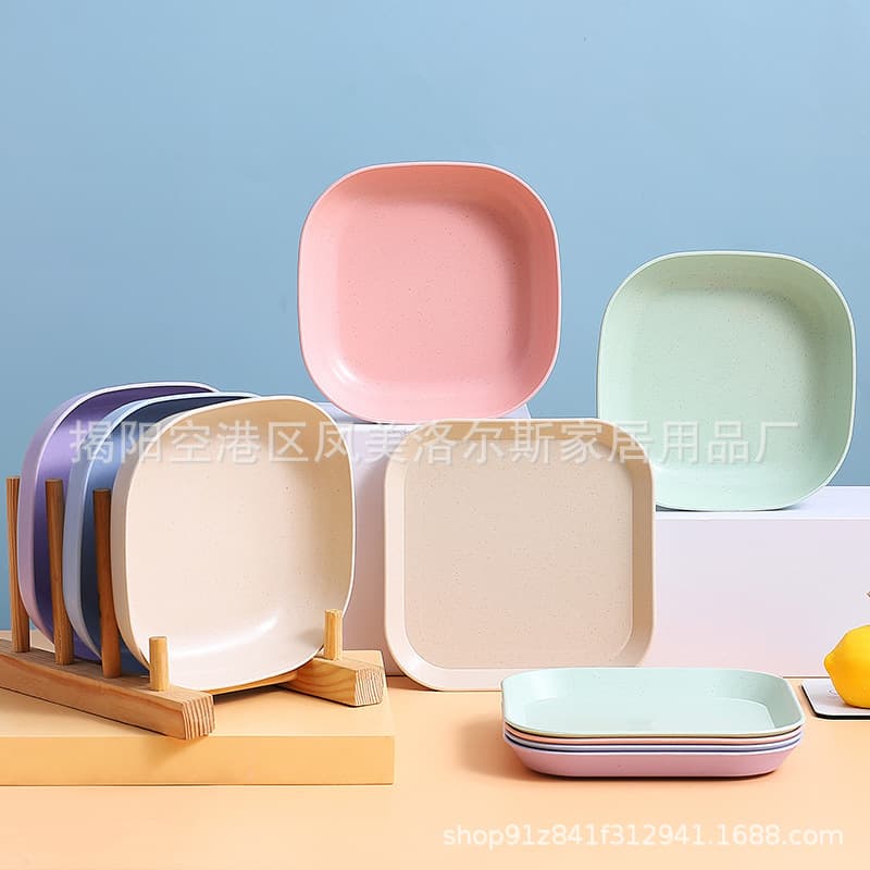 Home Use Plastic Plate Fruit Bone Dish Wheat Straw Tableware Dinnerware Snack Dish Kitchen Utensils Eco-friendly Cutlery