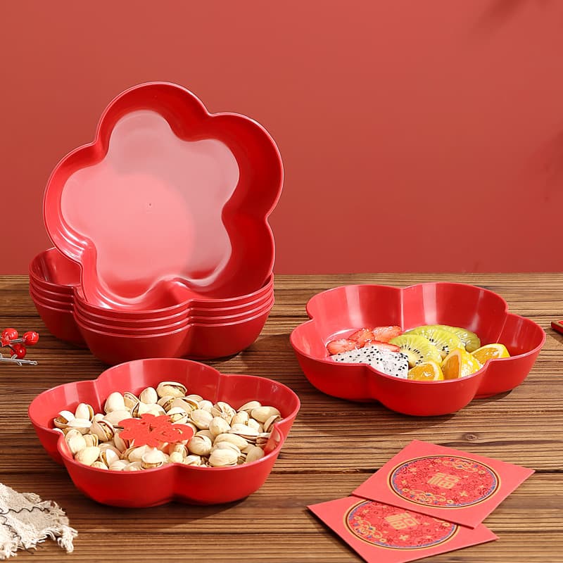 New Wedding Red Fruit Tray Living Room Engagement Snack Tray Wedding Decoration Candy Dish with Double Happiness