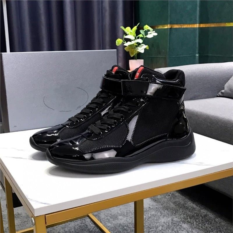 P Brand Couple's Style Casual Leather Shoes Men's High-Top Leather Boots Genuine Leather Thin Straps Fashion Casual Boots European and American Trendy Cross-Border