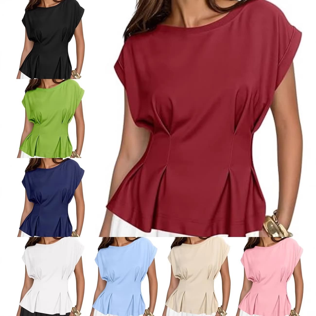 2026 Summer New Irregular Design Round Neck Short Sleeve T-Shirt for Women Casual Versatile Fashion Tee