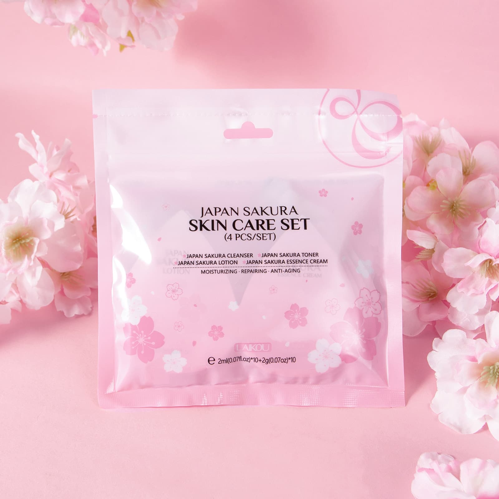 LAIKOU Japanese Sakura Skincare Set 4-Piece Bag Pack 2gx4 Sheets x5 Pack Cross-Border Factory Wholesale