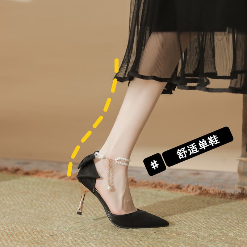 New Pointed Toe Thin Heel Open Back Bow Fairy Style High Heels Versatile Commute Trendy Design Available in All Sizes