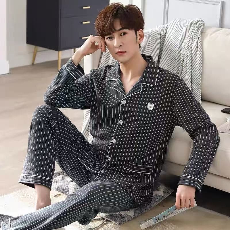 2025 Spring/Autumn/Winter Long-Sleeve Cardigan Loungewear for Middle-Aged Men, Plus Size