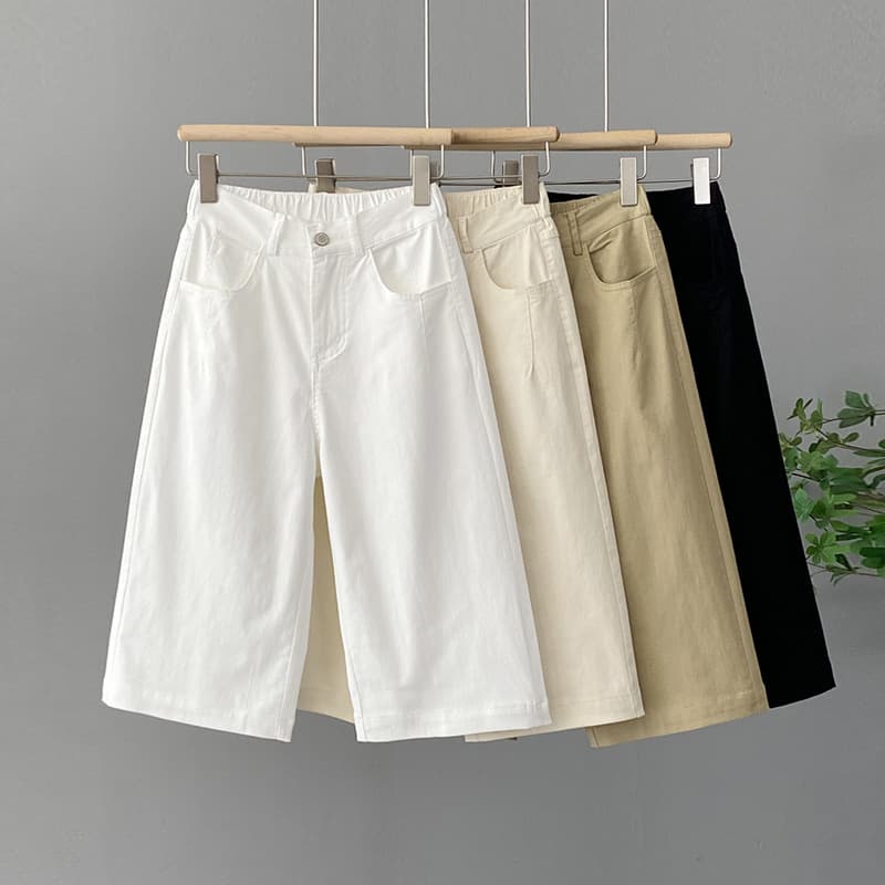 Versatile Fashion Casual Pants for Women, Six-Tenths Length, Summer Thin High-Waist Mid-Length Pants, Korean Style Straight-Leg Pants, Seven-Tenths Length