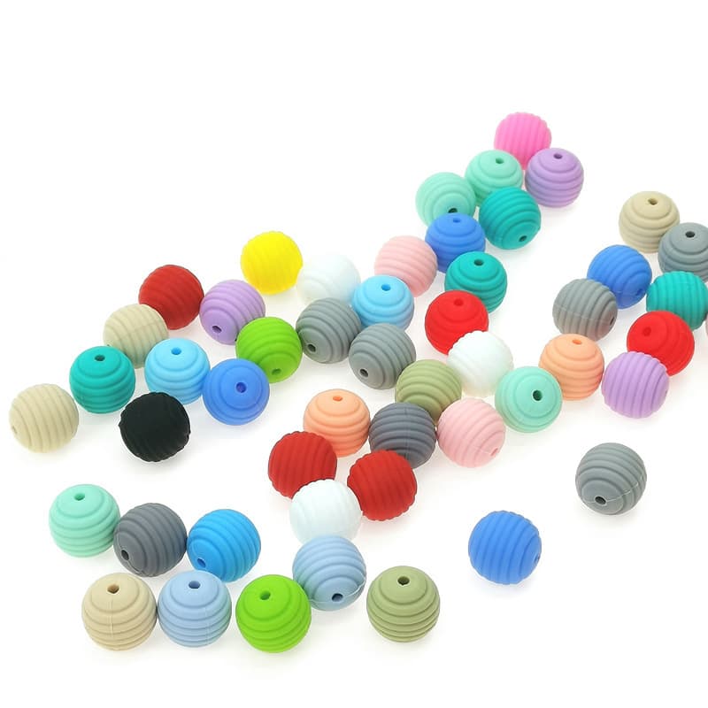 Amazon hot sale 15MM silicone loose beads thread beads diy accessories honeycomb beads silicone beads round beads teether in stock