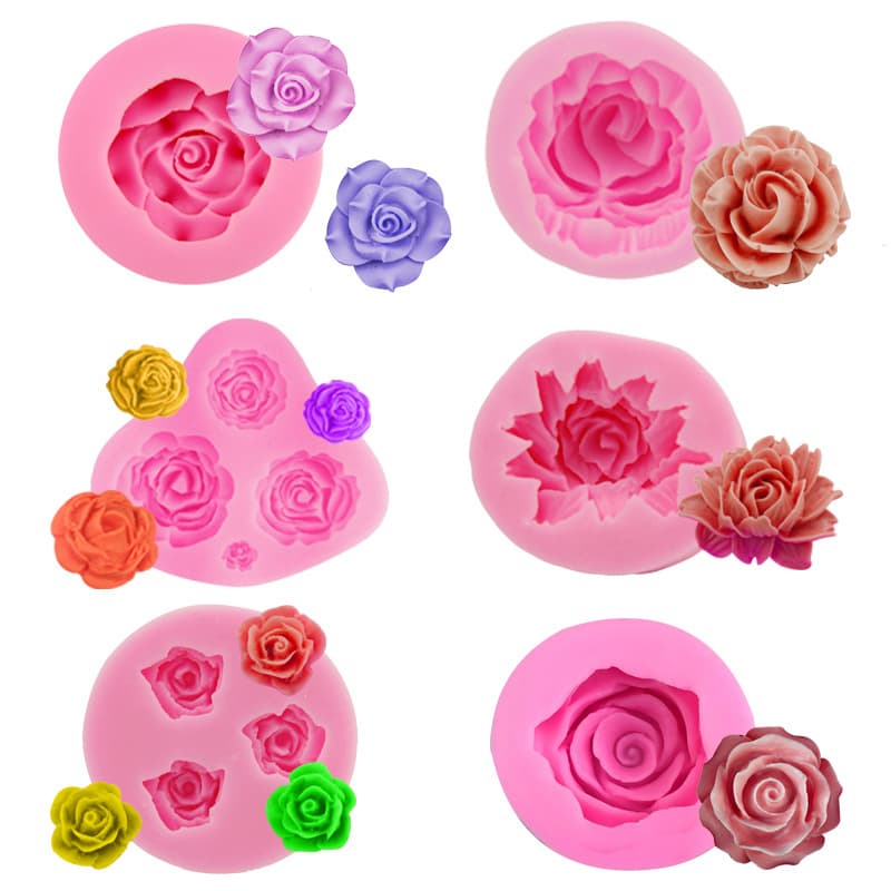 Rose Flower Silicone Baking Mold Set, Kitchen DIY Baking Tools, Western Pastry Cake Molds, Egg Shape Irregular Shape