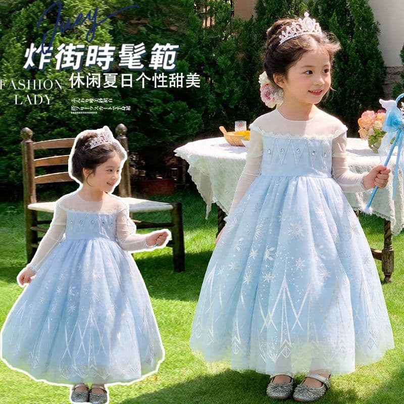 Girls Elsa Princess Dress Frozen Elsa Dress Children's Birthday Dress Performance Costume