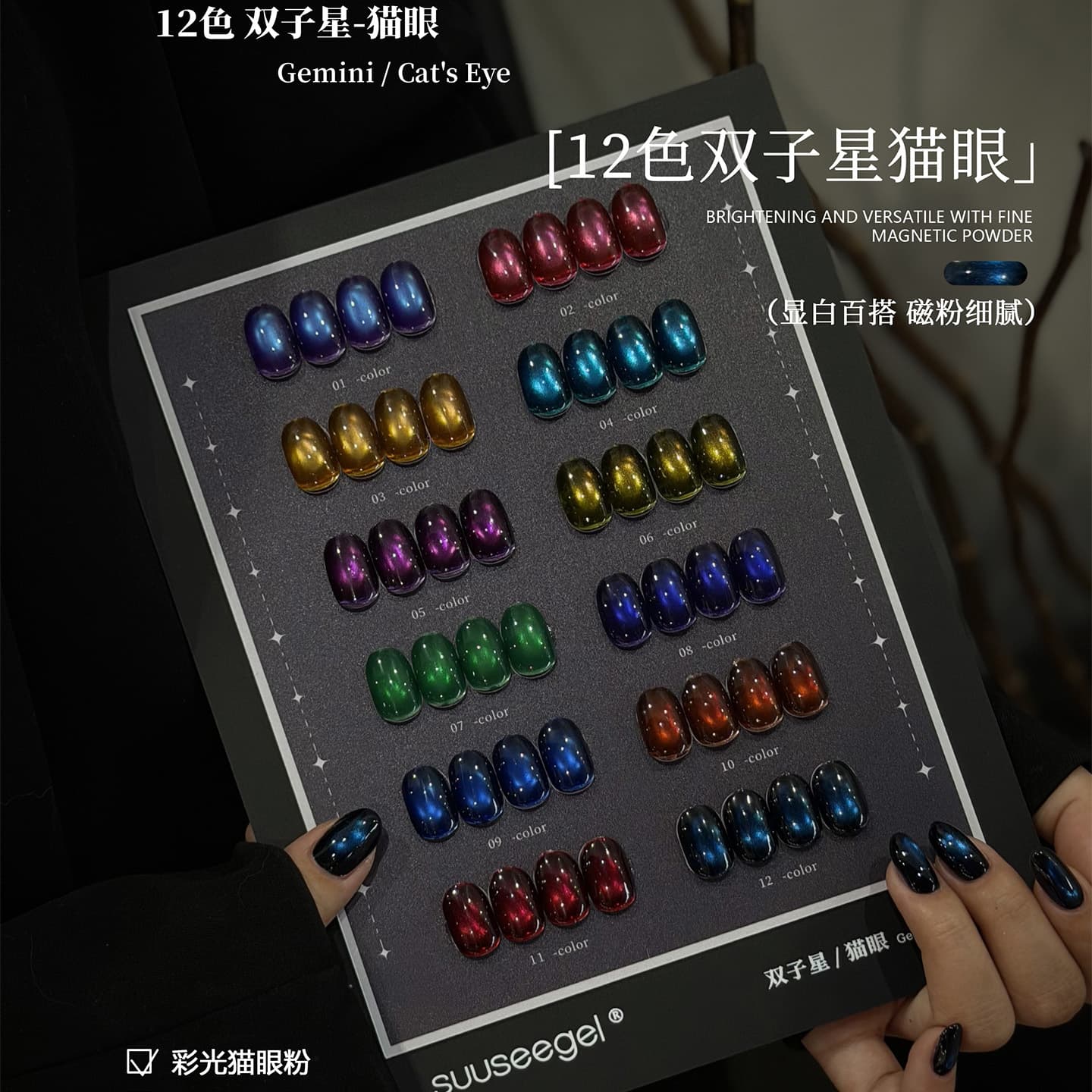 suuseegel 12-Color Gemini Crystal Cat Eye Gel Nail Polish Fall/Winter New Arrival Nail Salon Exclusive Small Set Gel