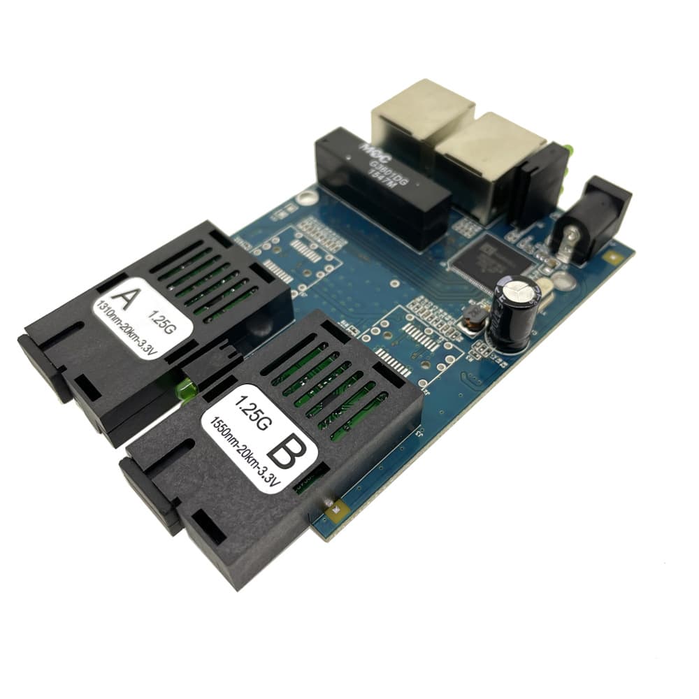 Factory Wholesale Gigabit Fiber Optic Transceiver Dual Fiber Single Mode Single Fiber Surveillance Converter 2 Optical 2 Electrical Port Mainboard PCBA
