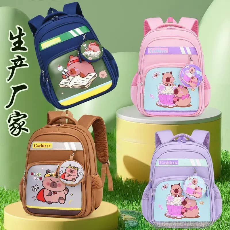 Cross-border primary school children's schoolbags for grades 1-3-6 cartoon capibara backpack cute capybara backpack batch