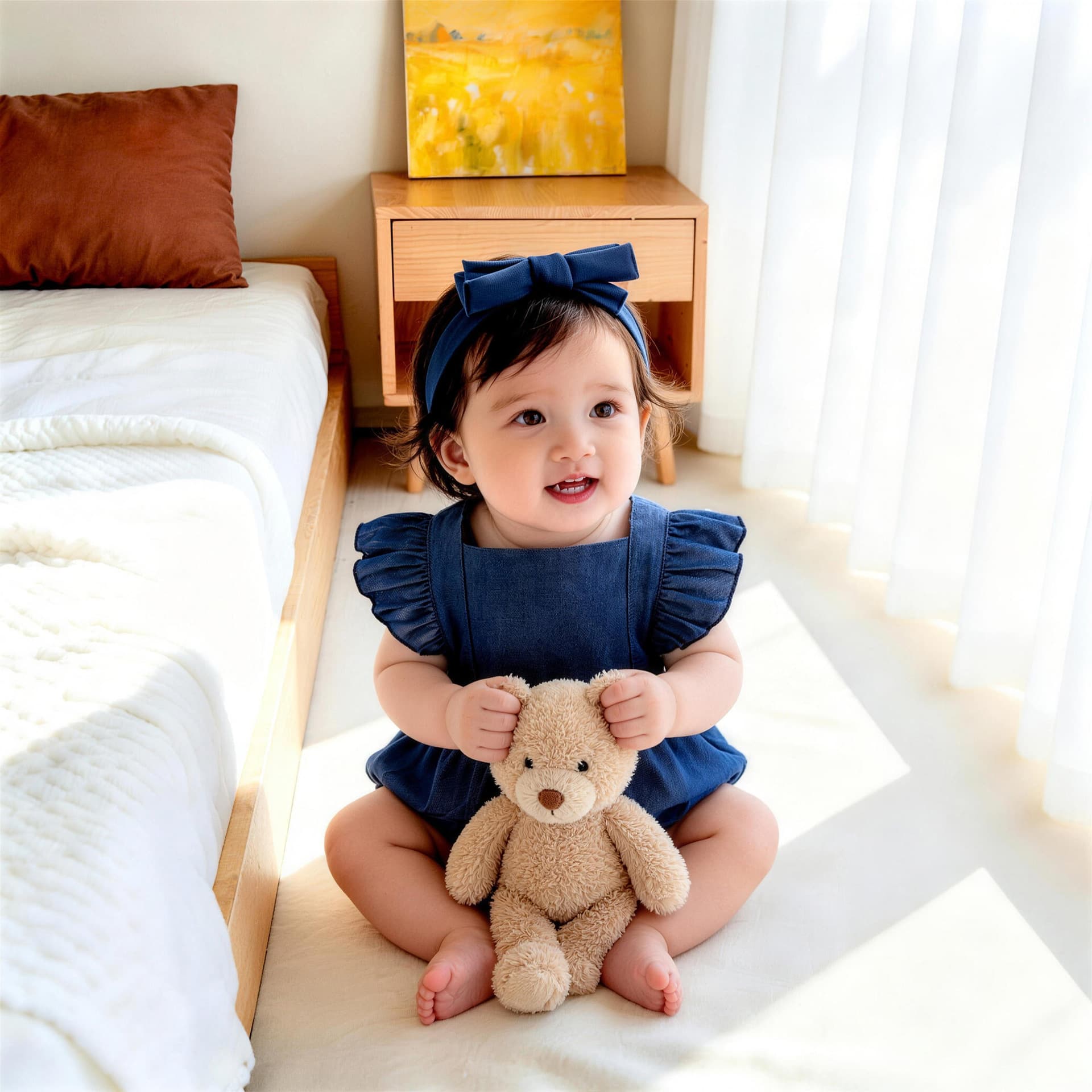 Baby Girl Romper Ins Style Jumpsuit Newborn Bodysuit Sleeveless Denim-Like Diaper Cover Baby Summer