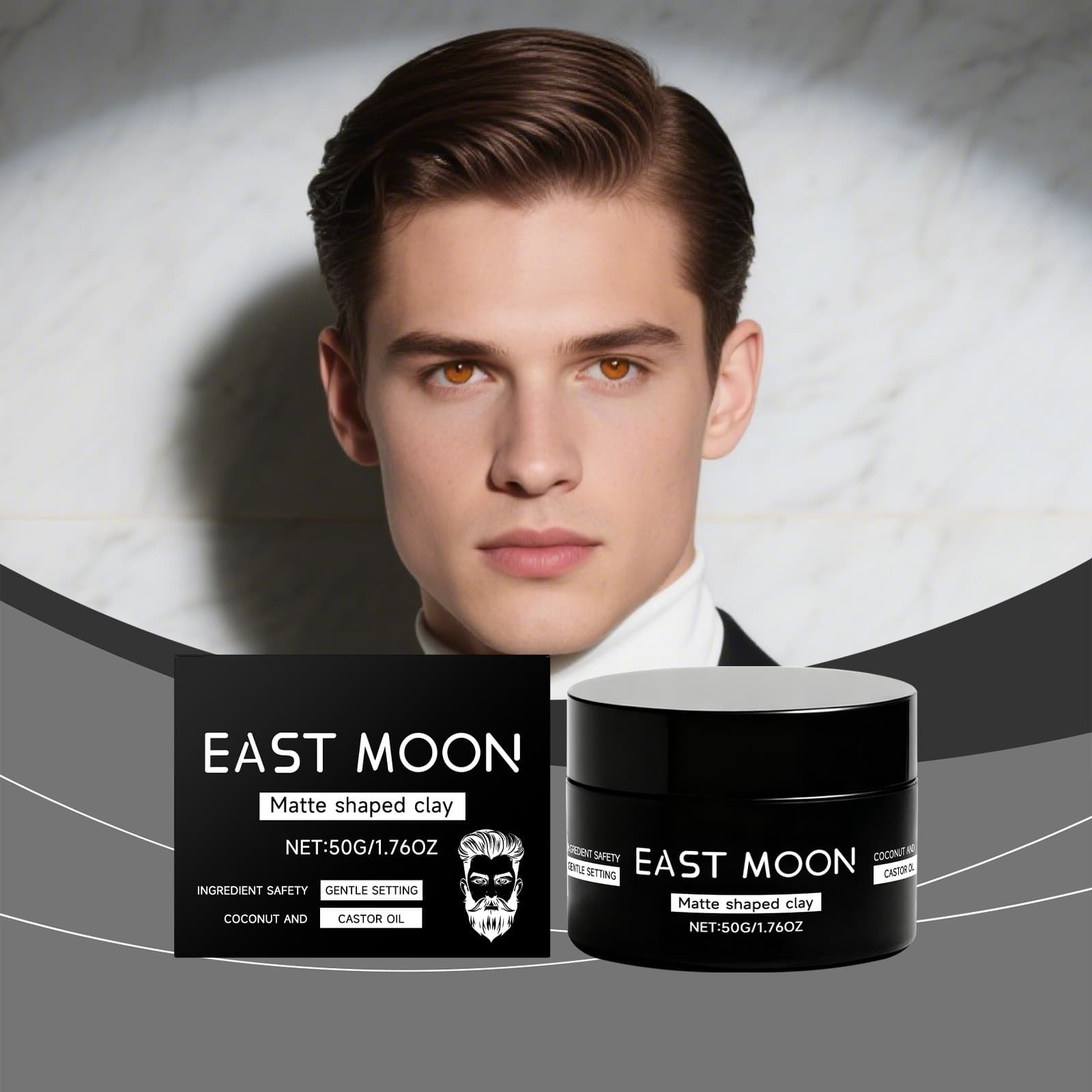 EAST MOON Men's Matte Styling Clay - Men's Hair Lightweight Styling Paste, Easy to Manage, Non-Sticky and Smooth