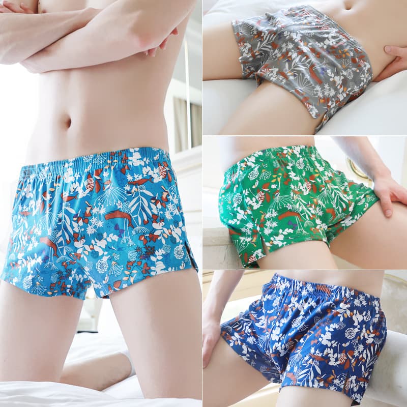 Loose Breathable Men's Boxer Shorts Flat Angle Large Size Youth Student Four Corner Head Trendy Underwear Knitted Polyester