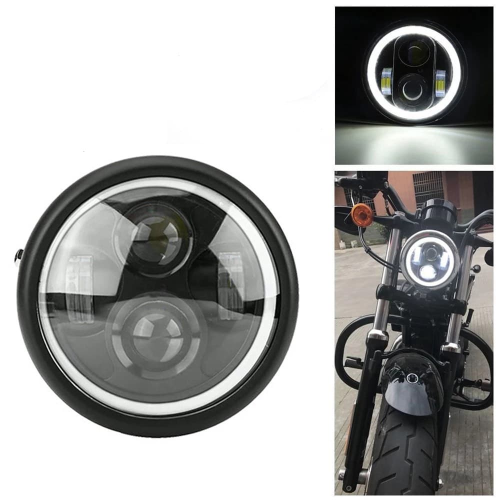 Motorcycle Parts Modified LED Vintage Headlight CG125 GN125 Headlight Harley Angel Eye LED Headlight