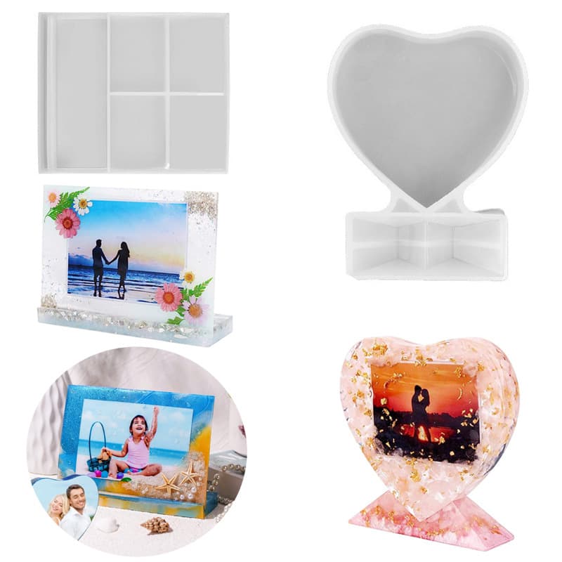 Amazon Resin Photo Frame Silicone Mold Crystal Epoxy DIY Heart Rectangle Photo Frame Decoration Wholesale