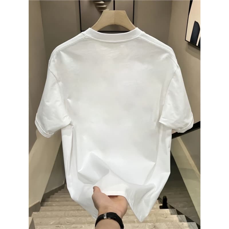 Summer Men's Short Sleeve T-Shirt Base Layer Casual Loose Fit Round Neck Top