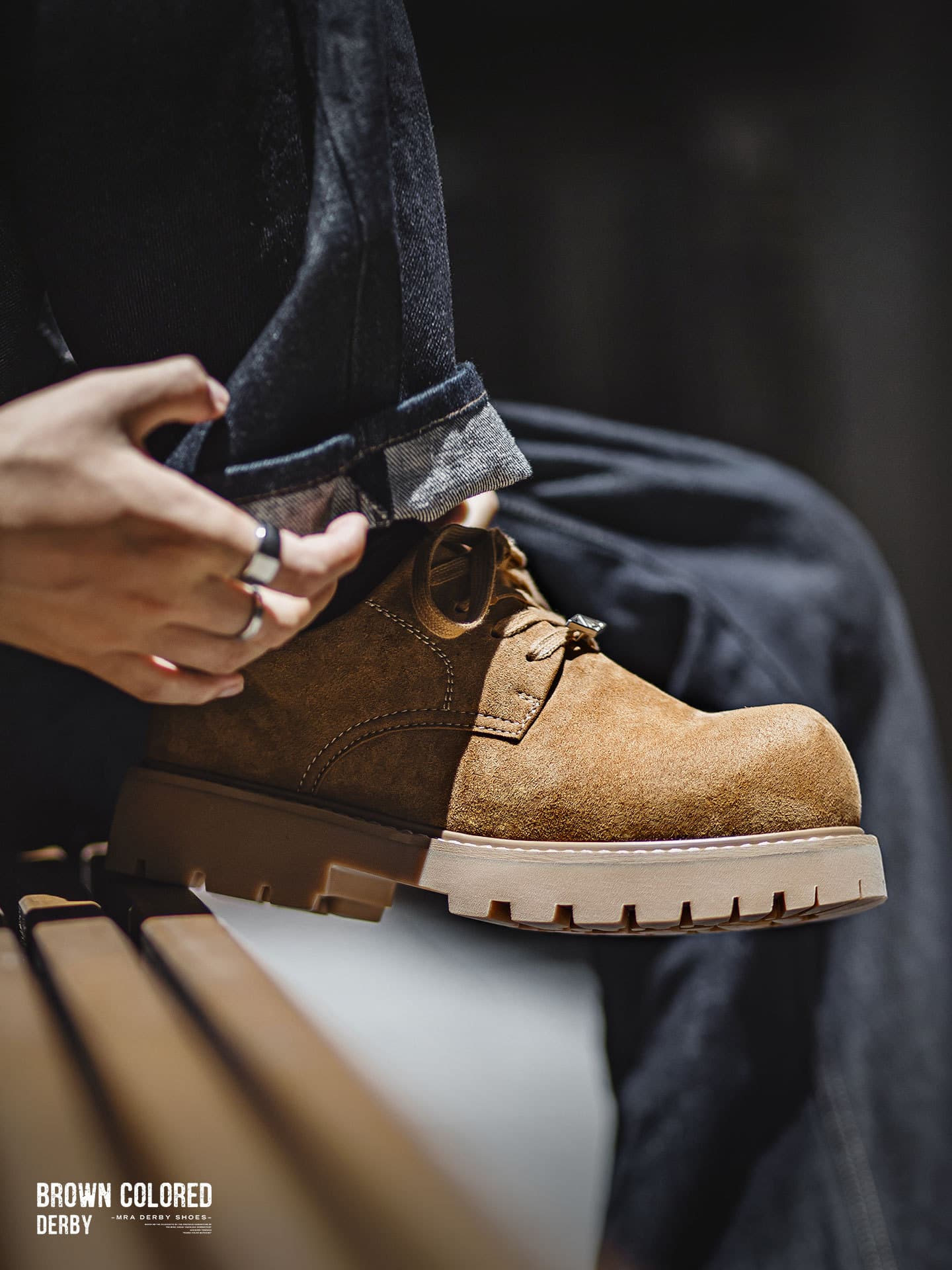 Workwear Thick Sole Big Yellow Boots Autumn 2025 Derby Shoes Men Brown Leather Shoes New MRA Low Top Heightening Big Toe