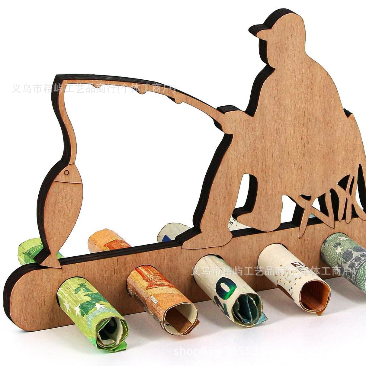 Cross-border Hot Selling Money Wooden Wallet Gift for Boys Girls Graduation Party Wooden Wallet Adult Gift