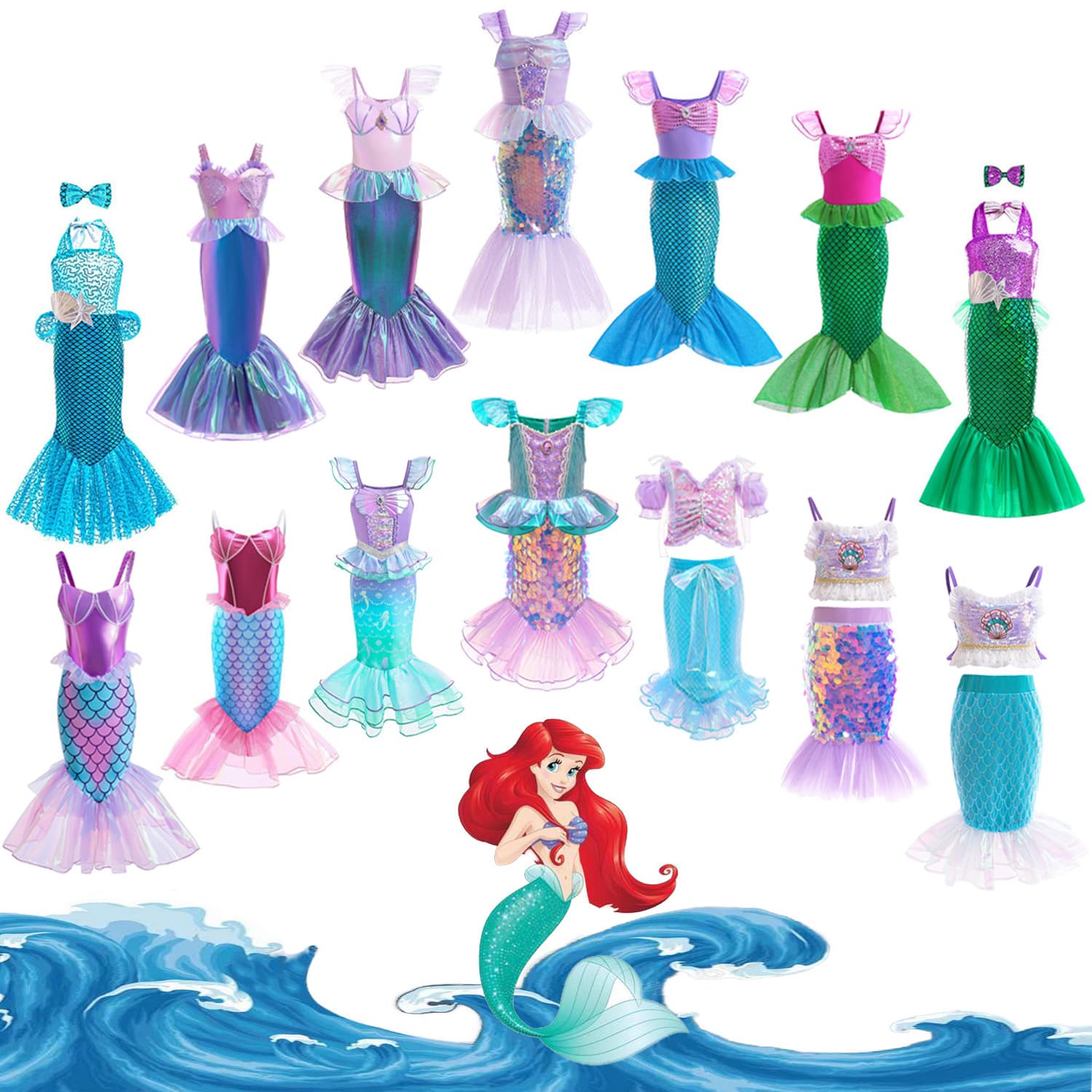 Children's Fashion Sleeveless Princess Dress Fishtail Long Skirt Girls Mermaid Small Flutter Sleeves Sequin Dress